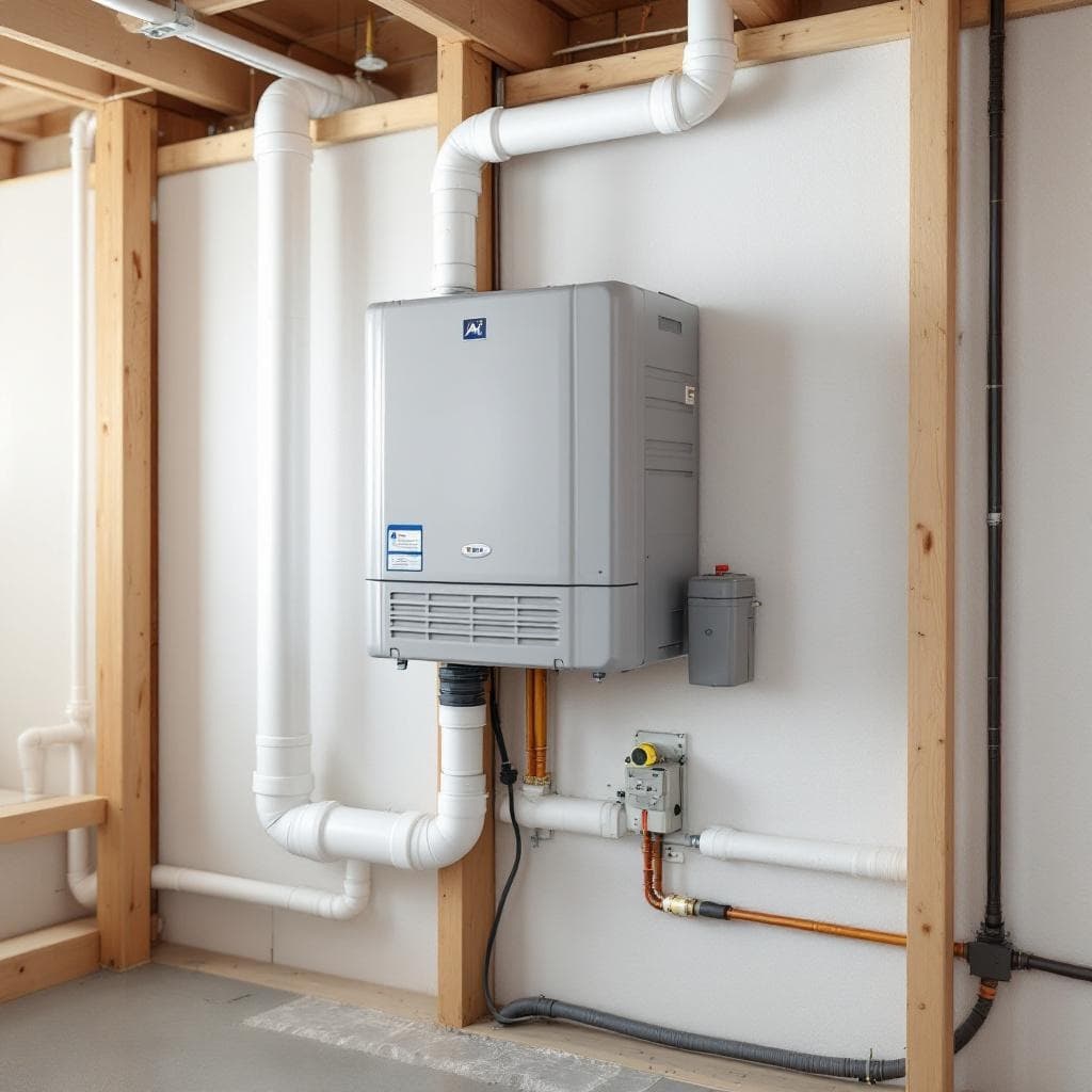 Aerobic treatment unit air pump mounted in a Cincinnati area basement