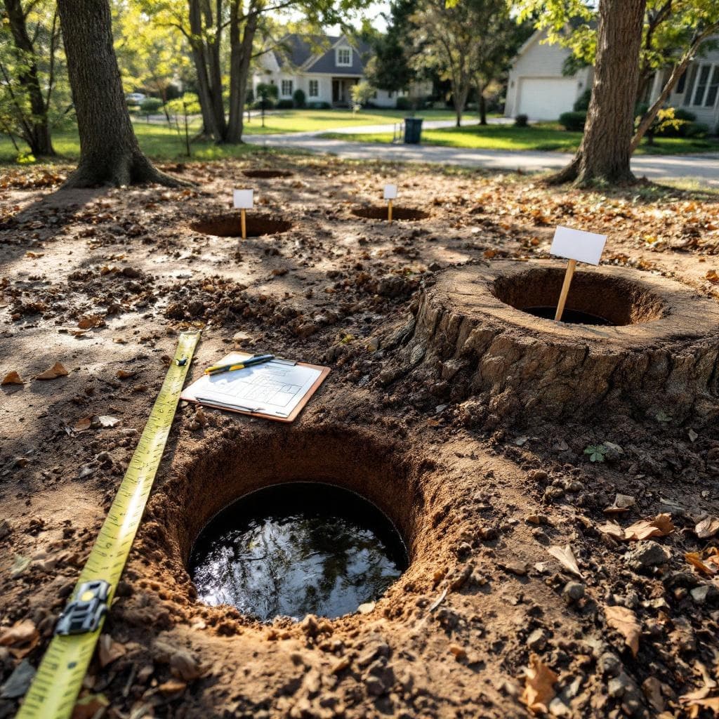 Percolation test in progress on a Cincinnati area property prior to septic install