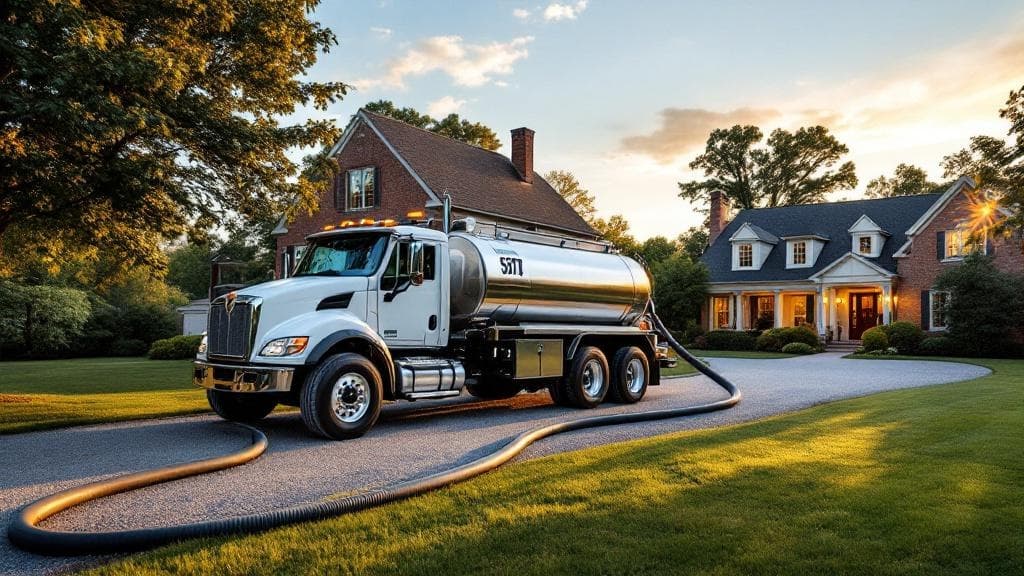 Septic pump truck parked in the driveway of a Cincinnati area home
